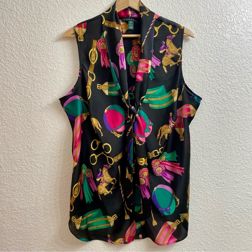Vintage LRL Ralph Lauren Equestrian Motif Blouse 18W - Picture 2 of 5
